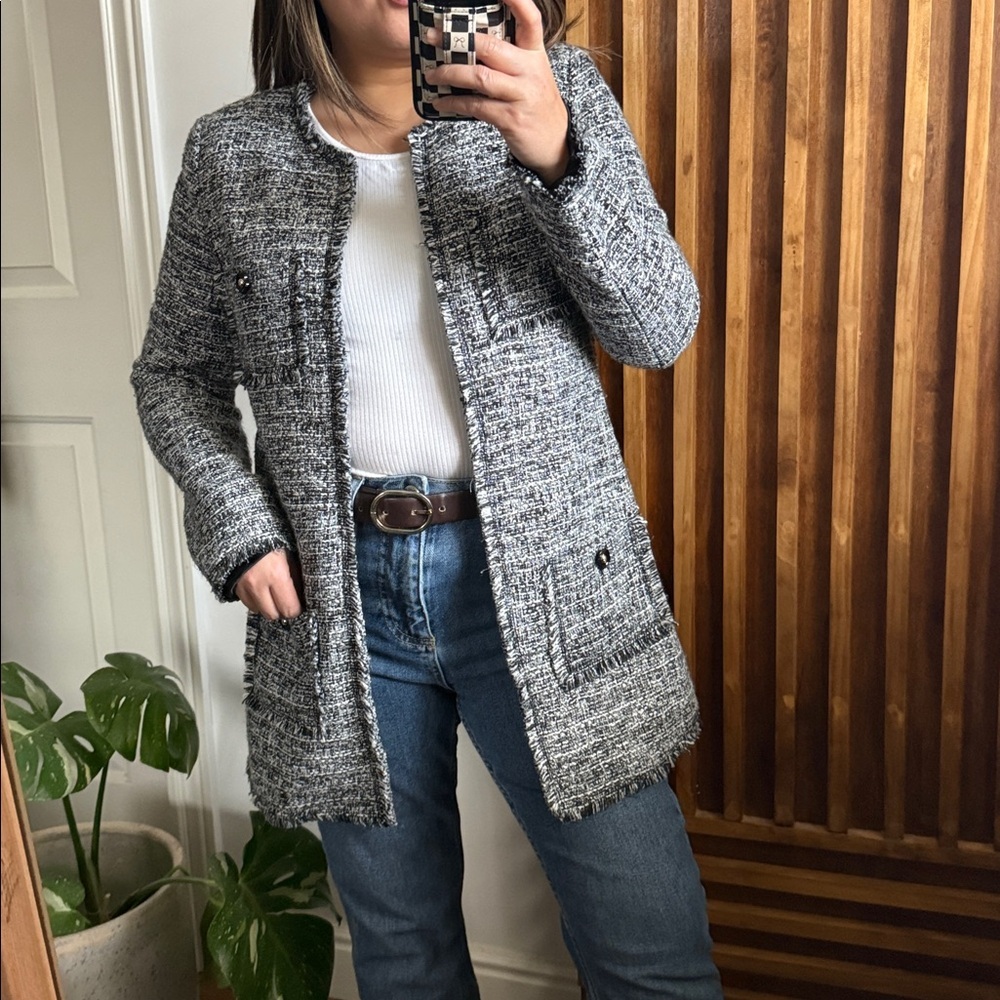 DARLING Tweed Fringe‎ longline Jacket. Small